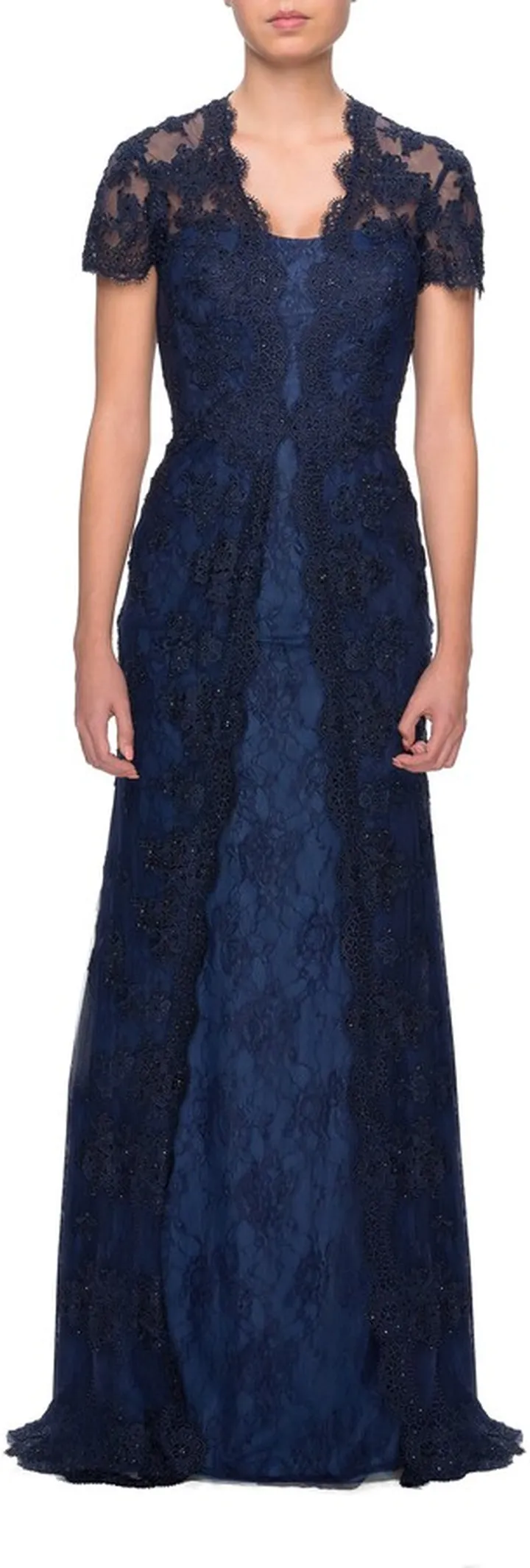Beaded Lace A-Line Gown