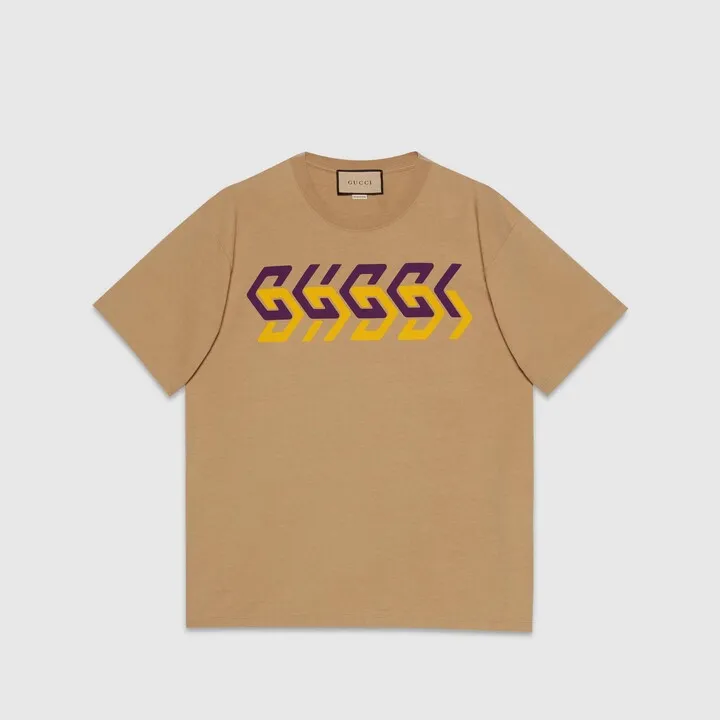 Cotton jersey T-shirt with Gucci print