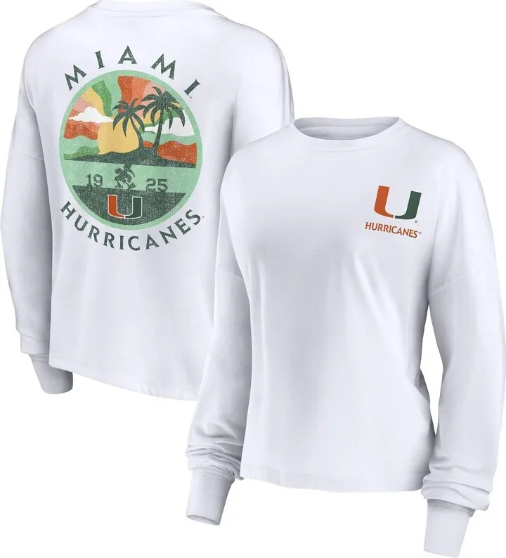 NCAA Miami Hurricanes Women's White Staycation Long Sleeve T-Shirt - M