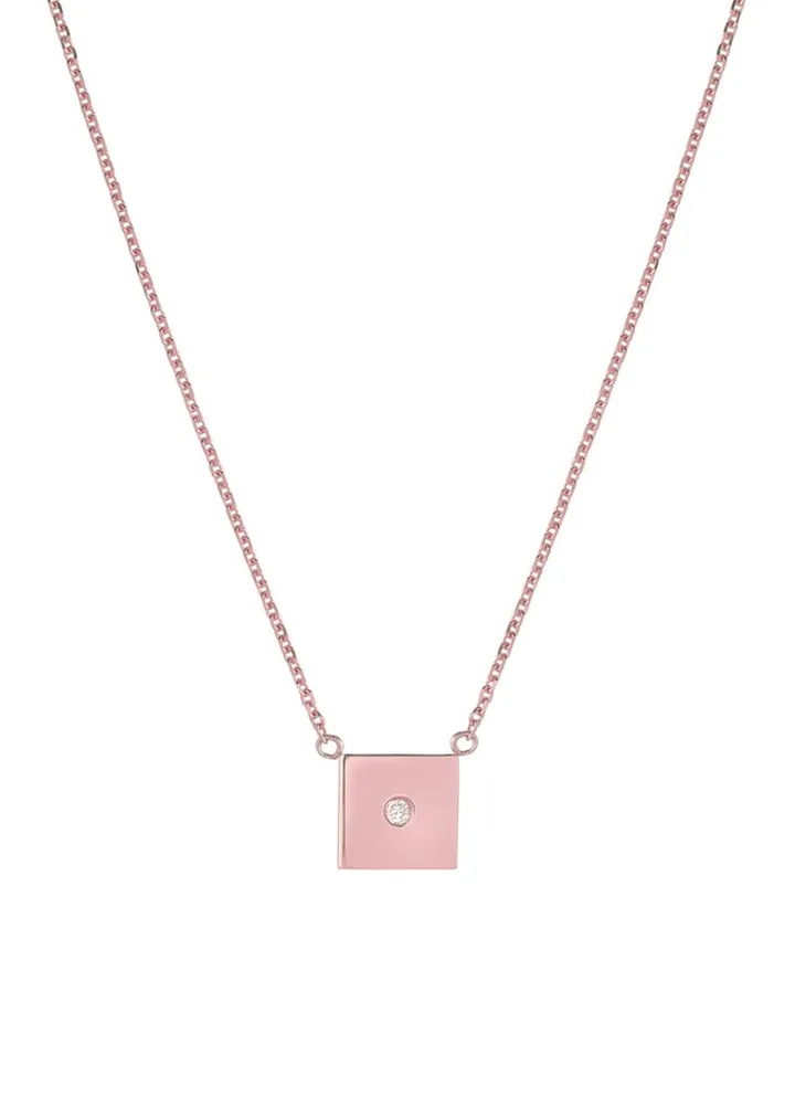 Forever Collection - Square Diamond Pendant Necklace