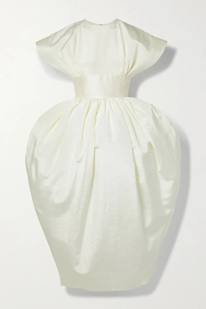 Christopher John Rogers - Gathered Moire And Taffeta Midi Dress - Ivory