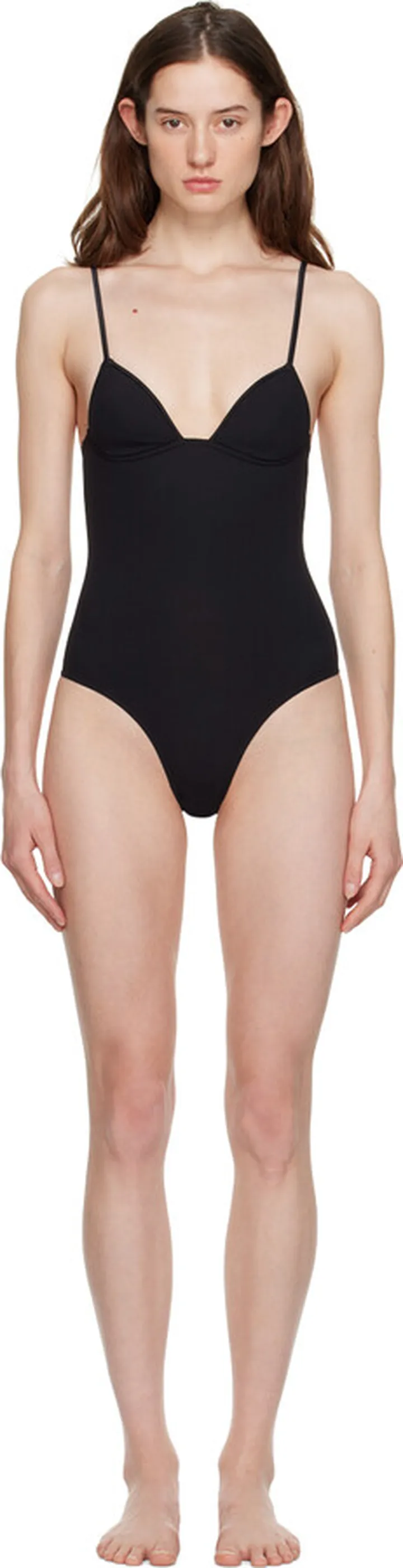 Fleur du Mal Black Cupped Nonwire Bodysuit