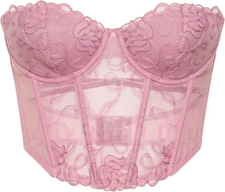Bella embroidered open back bustier