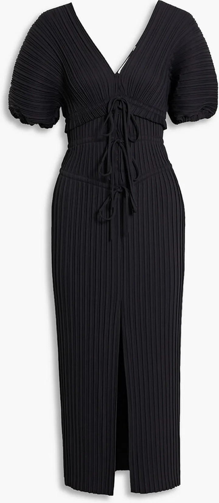 Stella plissé-woven midi dress