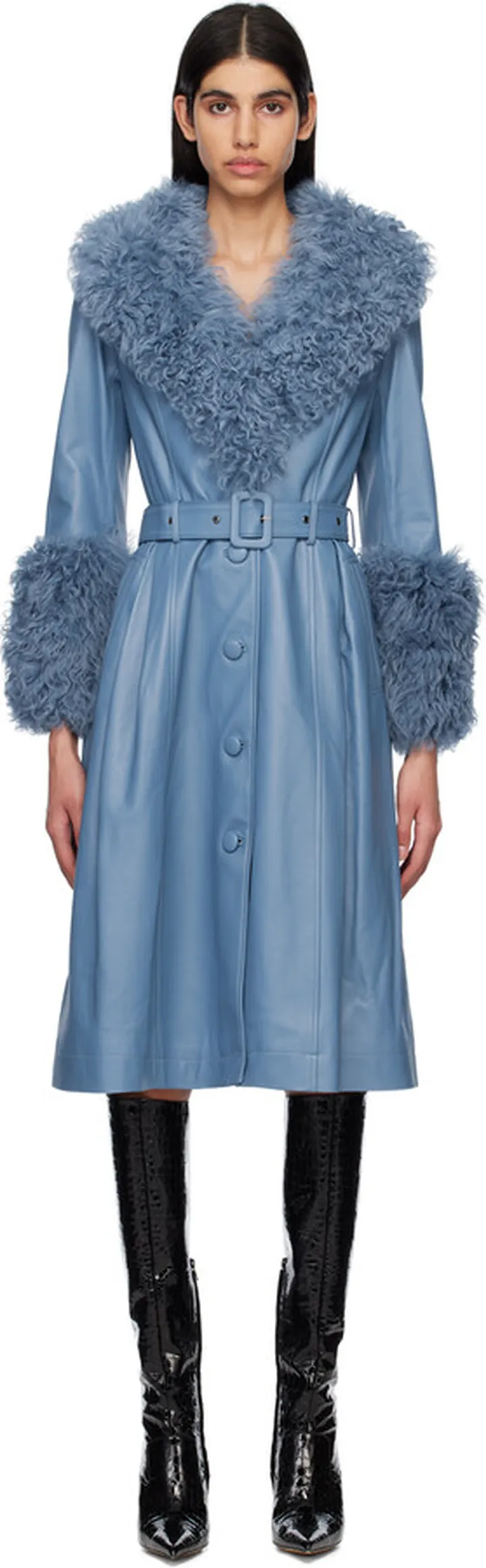Saks Potts Blue Foxy Leather Coat