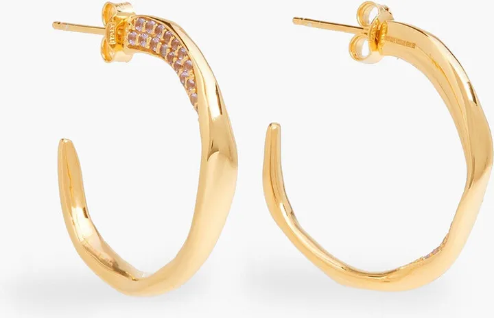 24-Karat Gold-Plated Crystal Hoop Earrings
