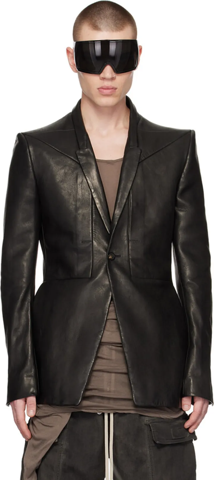 Rick Owens Black Fogpocket Leather Jacket