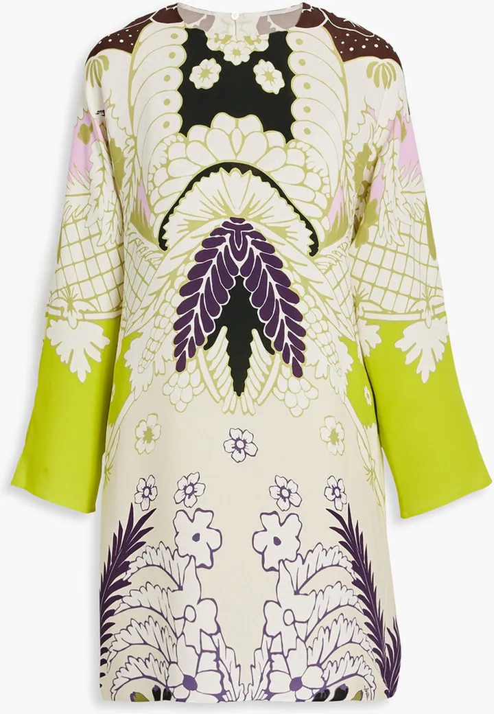 Printed crepe mini dress