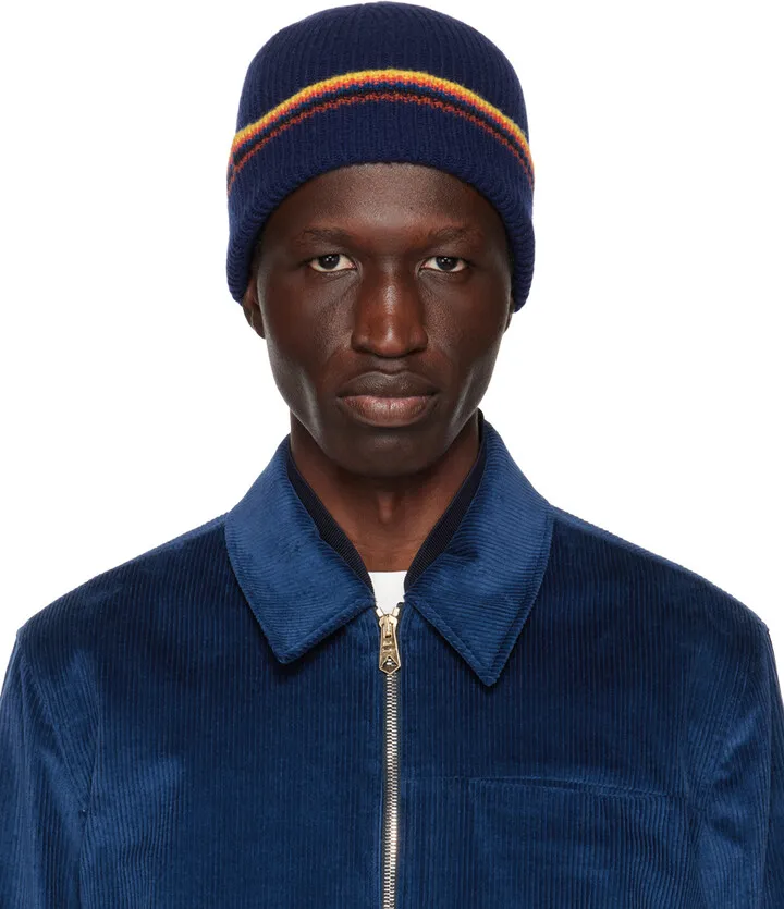 Paul Smith Navy Artist Stripe Beanie