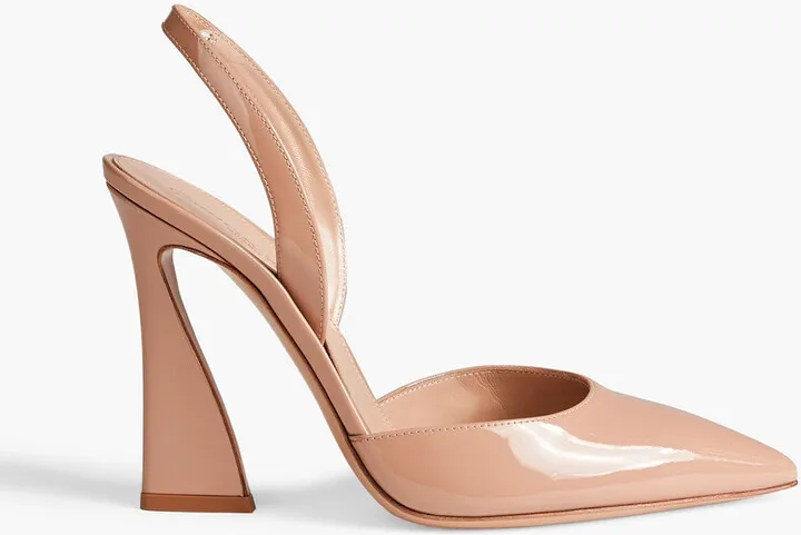 Patent-leather slingback pumps