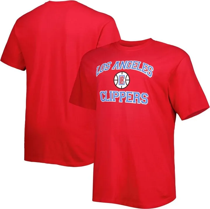 Men's Red La Clippers Big and Tall Heart and Soul T-shirt