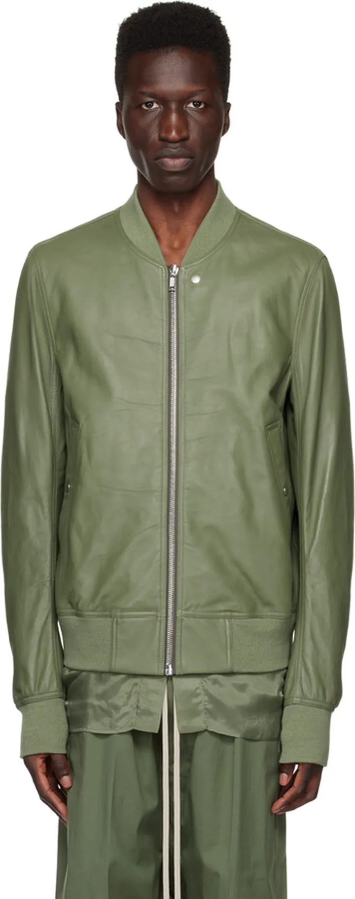 Rick Owens Green Classic Flight Leather Jacket