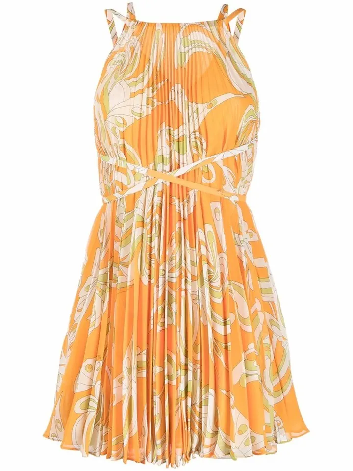 Farfalle-print halterneck dress