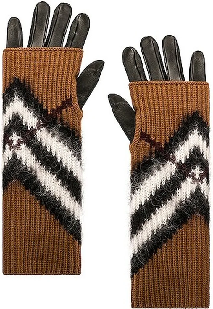 Burberry Chevron Glove in Brown
