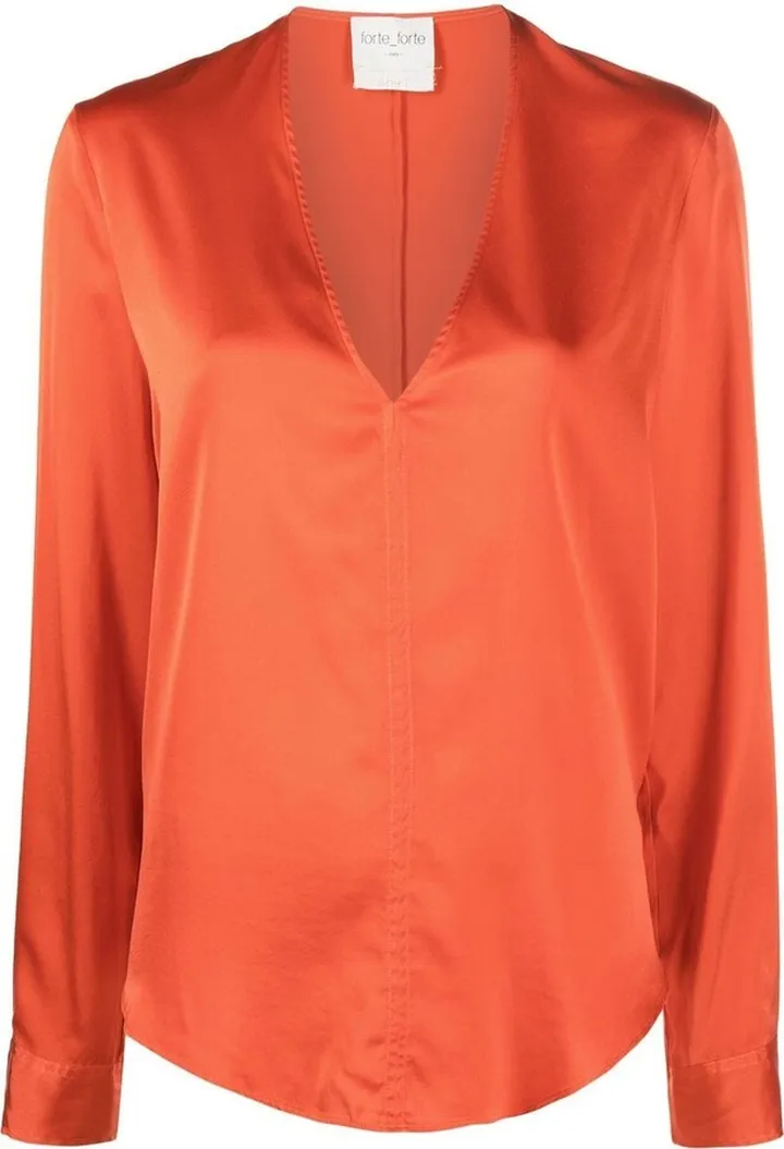 V-neck long-sleeve blouse