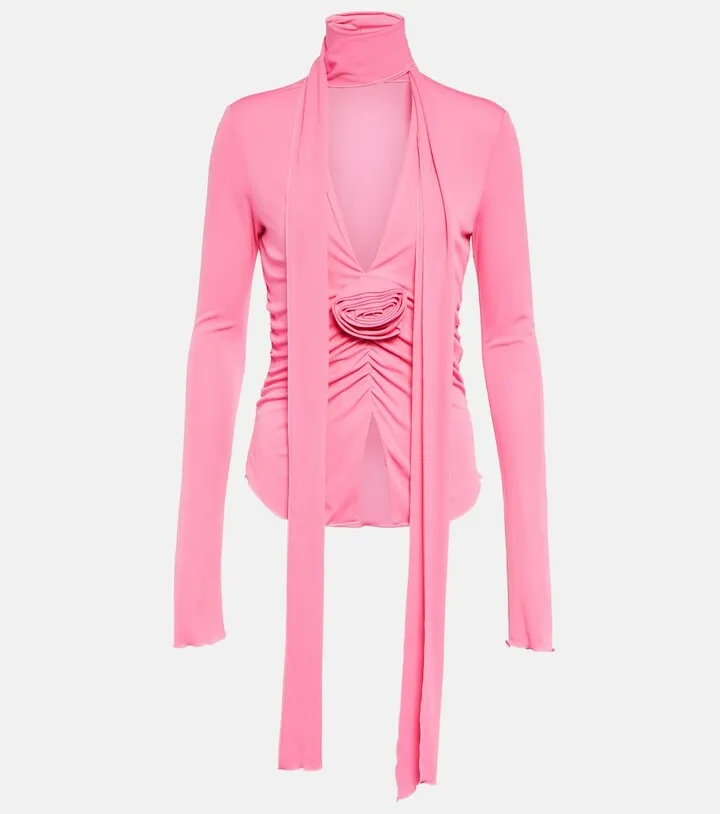 Rosette turtleneck jersey top