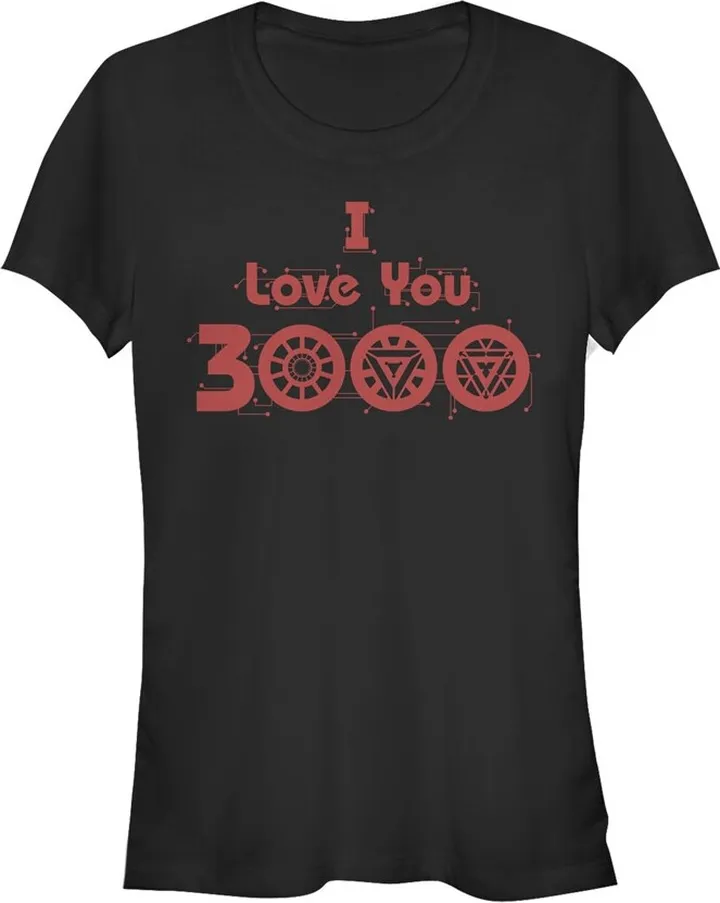 Junior's Marvel Love You 3000 Iron Man Icons T-Shirt - Black - Large