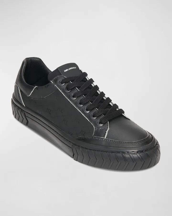 Men's KL Logo Leather Low-Top Sneakers