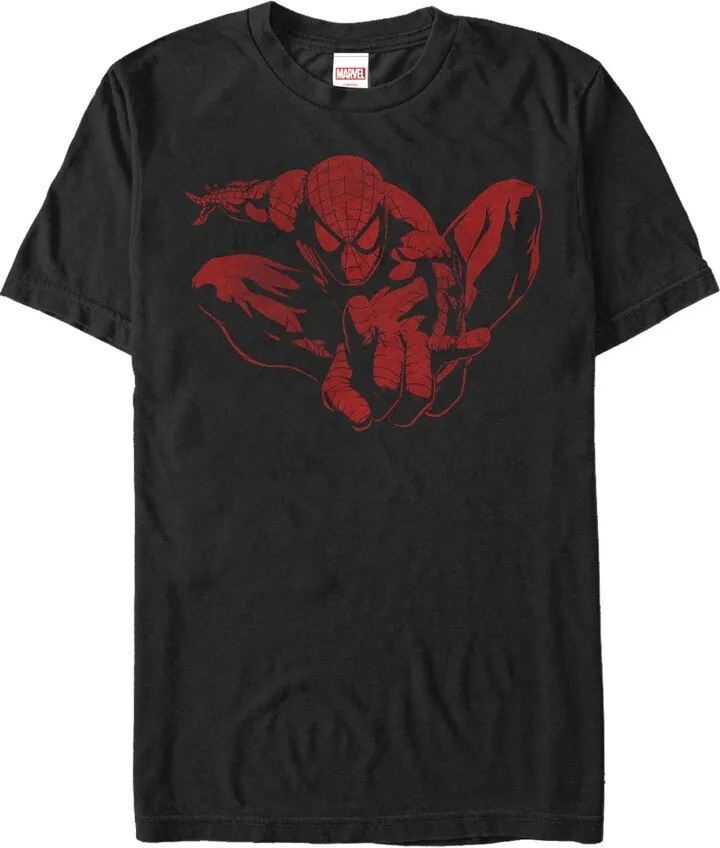 Men's Marvel Spider-Man Leap Distressed T-Shirt - Black - Large