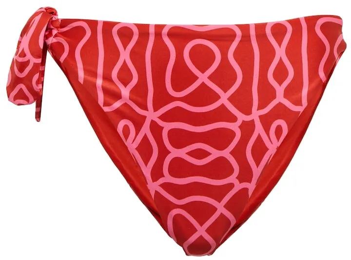 Coral printed bikini bottoms