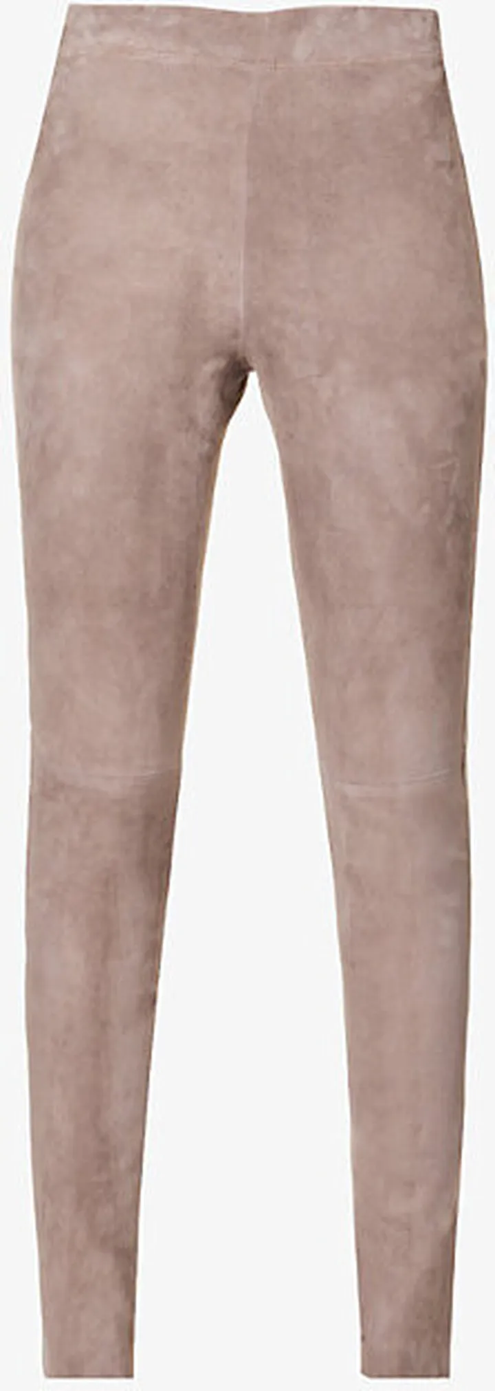 Womens Truffle Exposed-seam Slim-leg High-rise Suede-leather Trousers