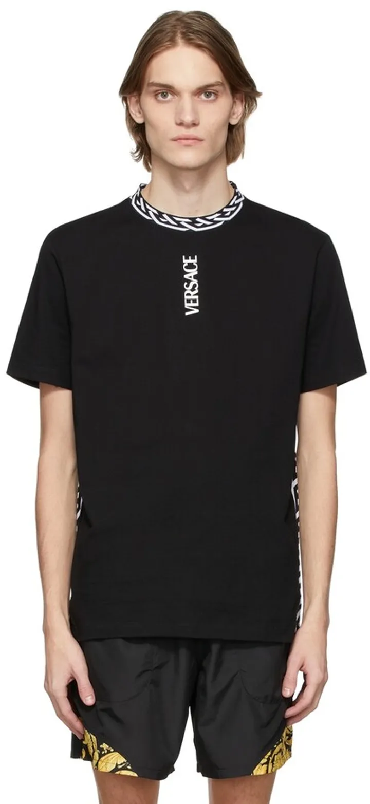 Versace Black Vertical Logo T-Shirt