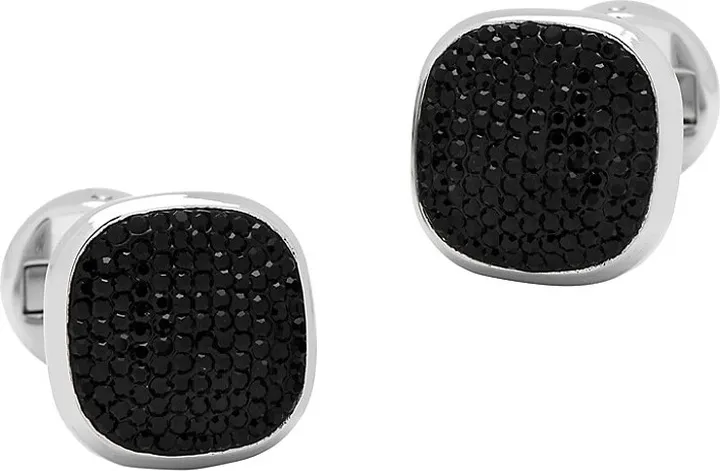 Reorder Stainless Steel & Black Pavé Crystal Cufflinks