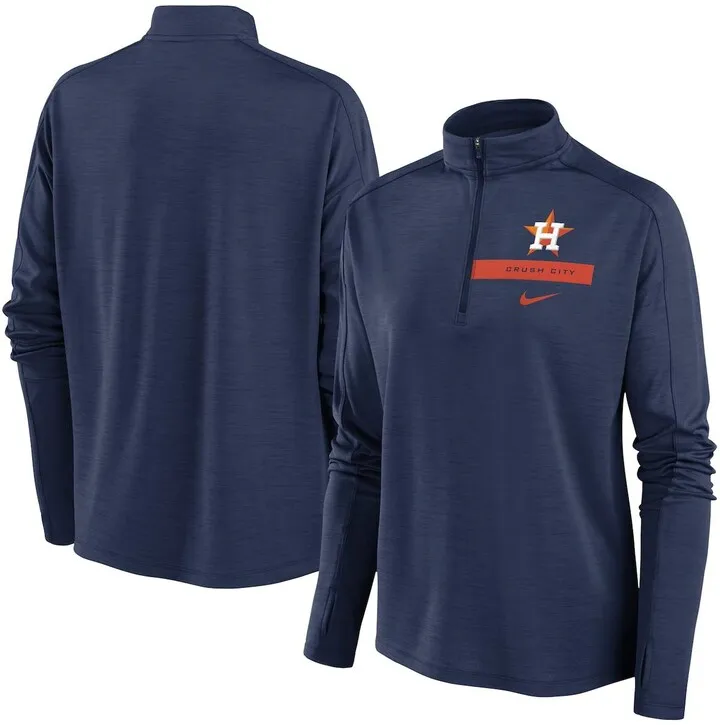Women's Nike Navy Houston Astros Primetime Local Touch Pacer Quarter-Zip Top