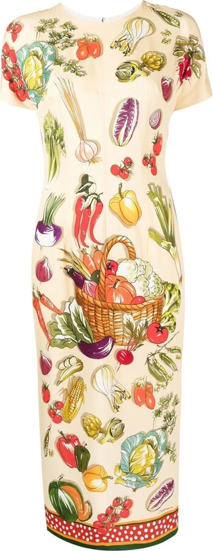 Vegetable-Printed Charmeuse Dress