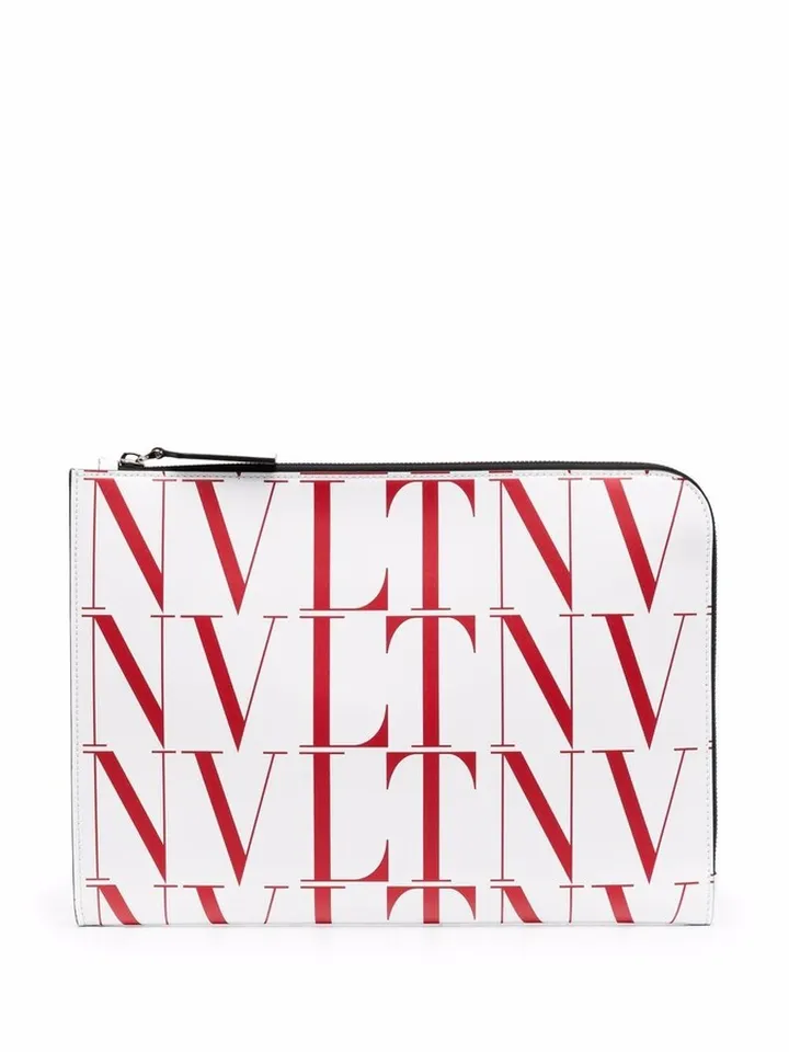 VLTN logo-print clutch bag