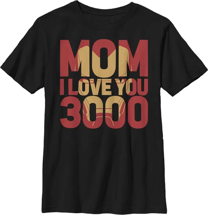 Boy's Marvel Iron Man Mom I Love You 3000 T-Shirt - Black - Large