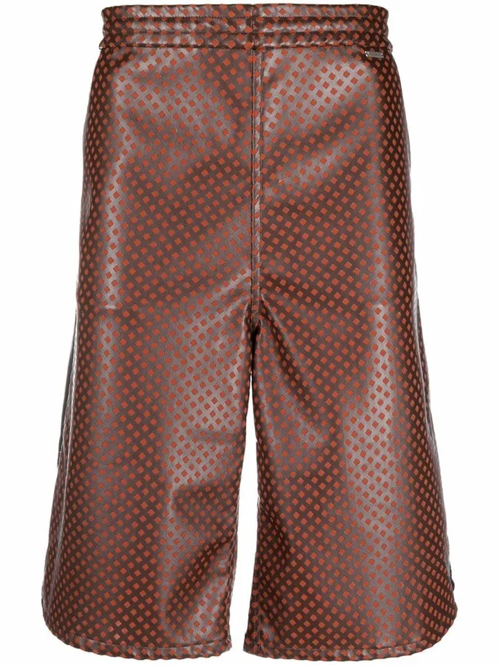 Perforated-Detail Faux-Leather Shorts
