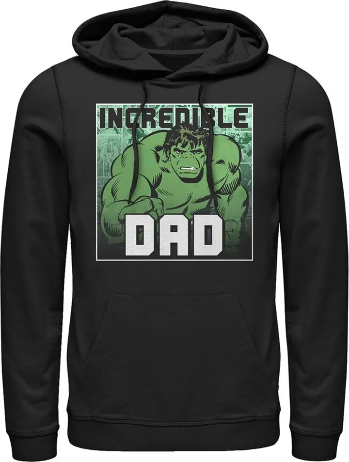 Men's Marvel Father's Day Hulk Incredible Dad Pull Over Hoodie - Black - Small
