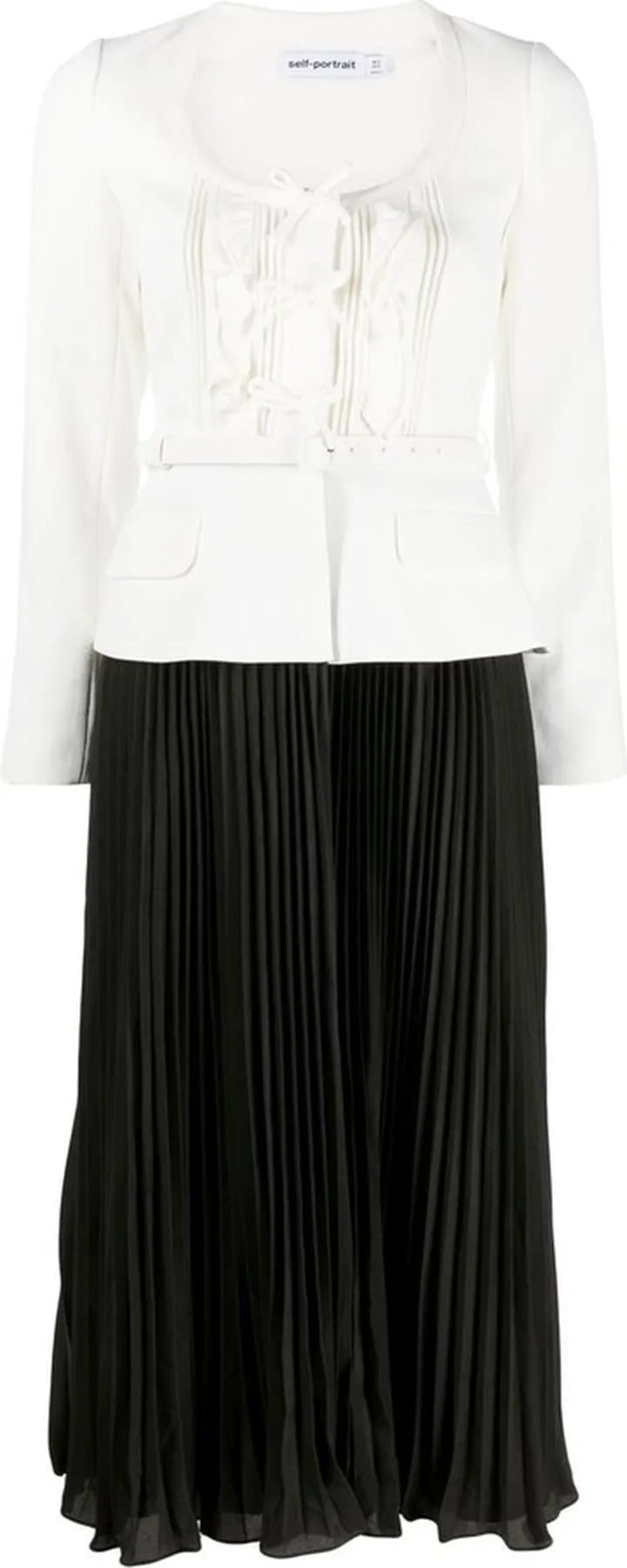 Pleated-Skirt Midi Dress