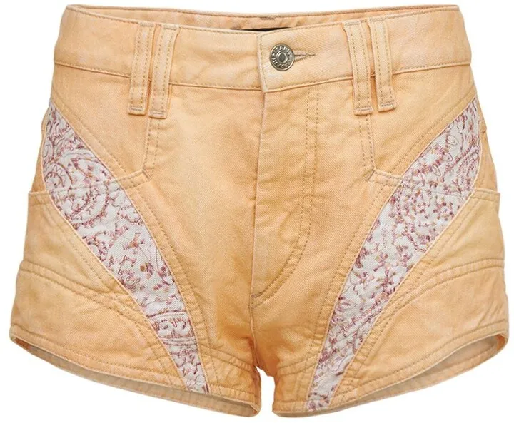 Neida patchwork cotton denim shorts