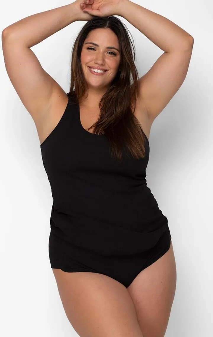 Smart & Sexy Comfort Cotton Rib Tank Top & Shorts Sleep Set Black Hue Large