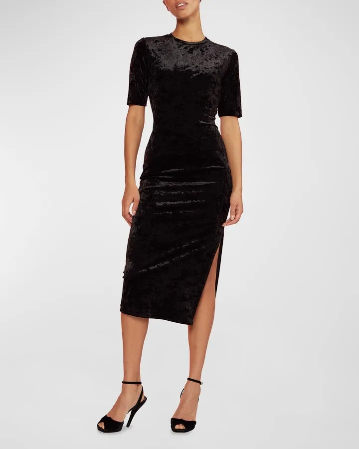Short-Sleeve Velvet Tee Dress