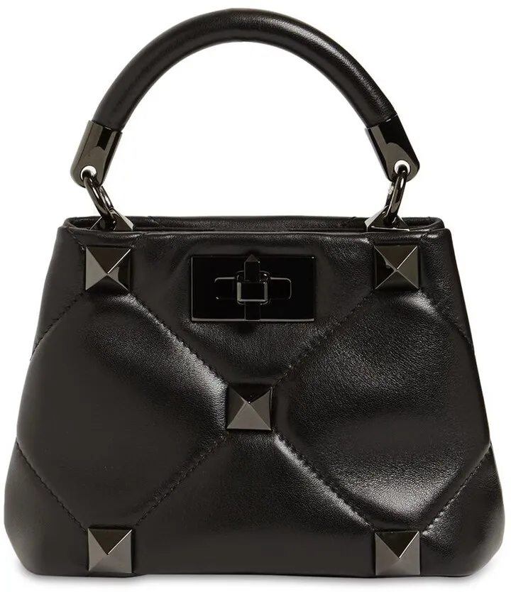 Mini Roman Stud Leather Bucket Bag