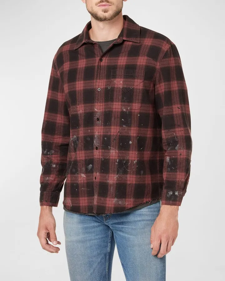 Men's Distressed Check Sport Shirt