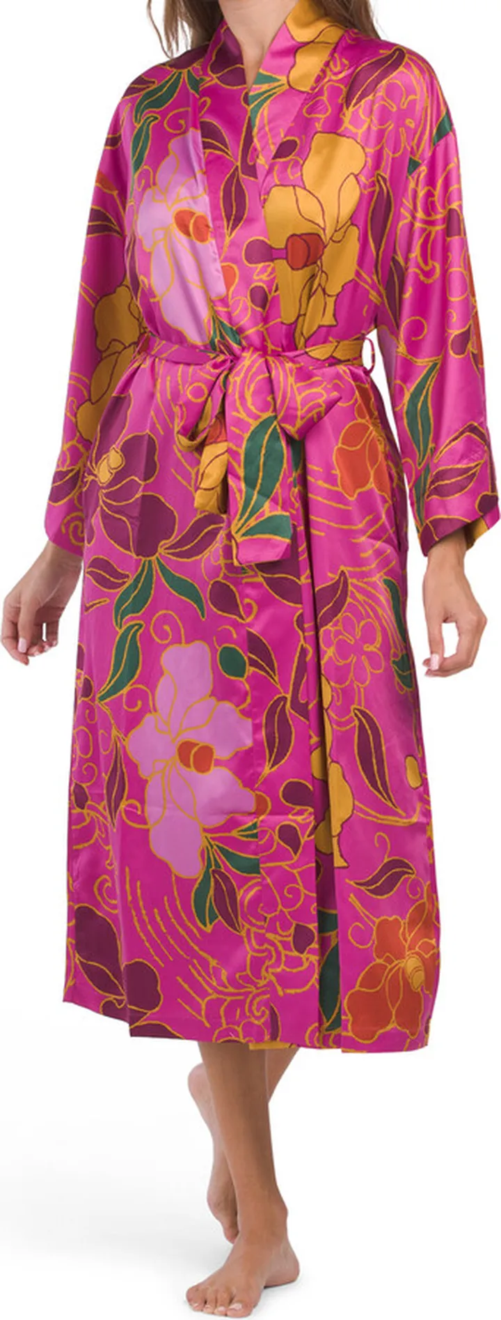 Satin Floral Long Robe
