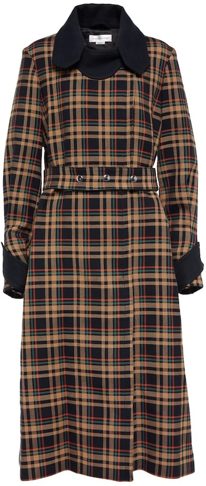 Checked cotton trench coat