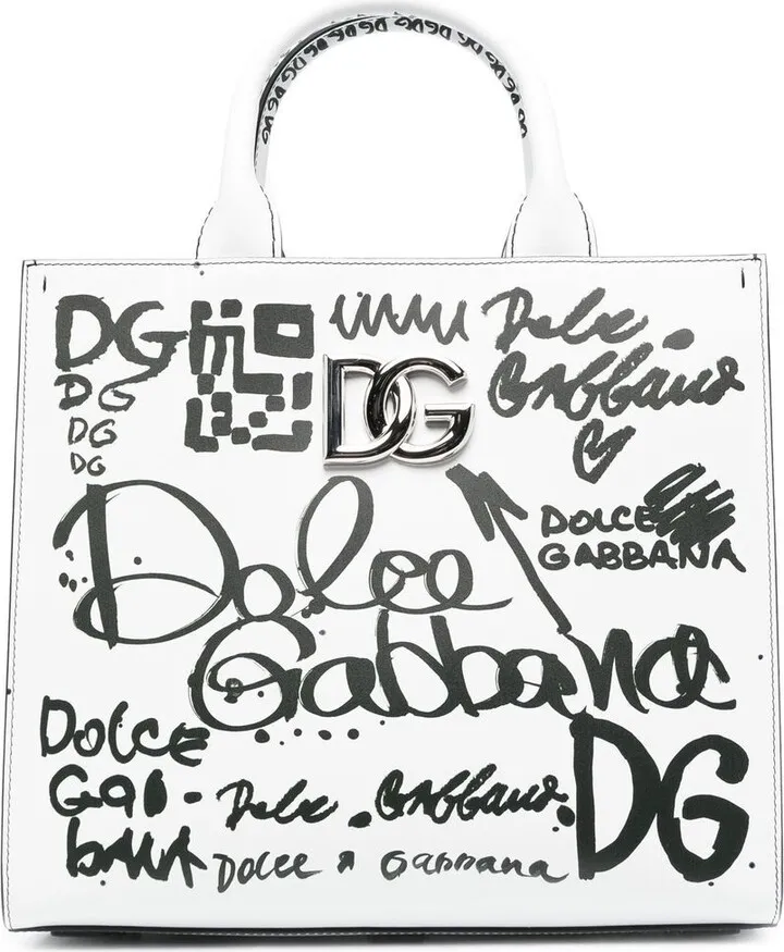 Scribble Logo Print Tote Bag