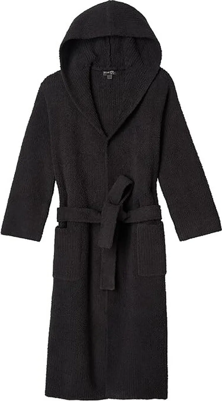 Barefoot Dreams CozyChic(r) Ribbed Hooded Robe (Carbon) Women's Robe