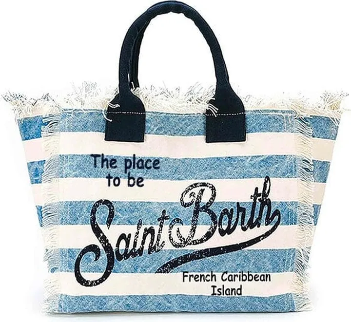Vanity Canvas Shoulder Bag With Stripes Print