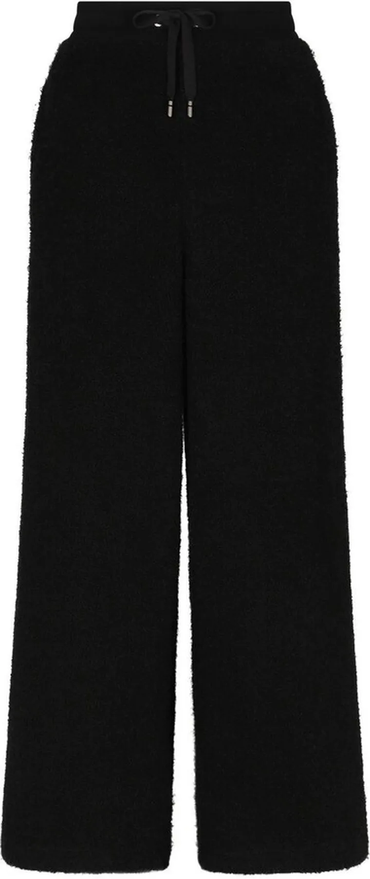 Fleece-Texture Long Wide-Leg Trousers