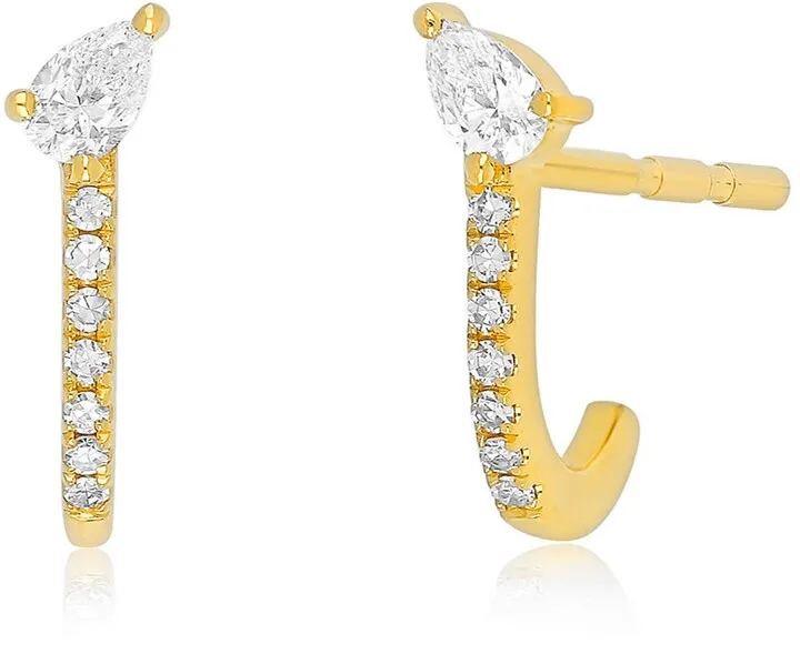 Pear-ferct Diamond Huggie Hoop Earrings