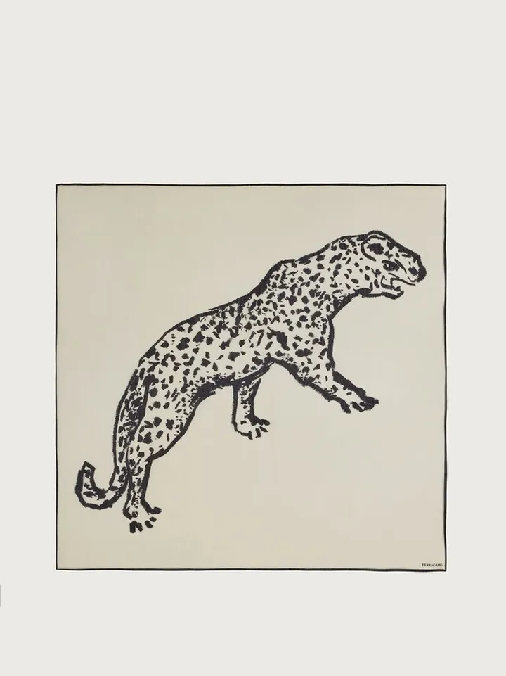 Ferragamo Women Jaguar print shawl White