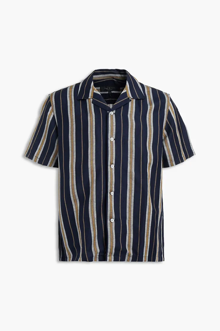 Avery striped linen and cotton-blend shirt