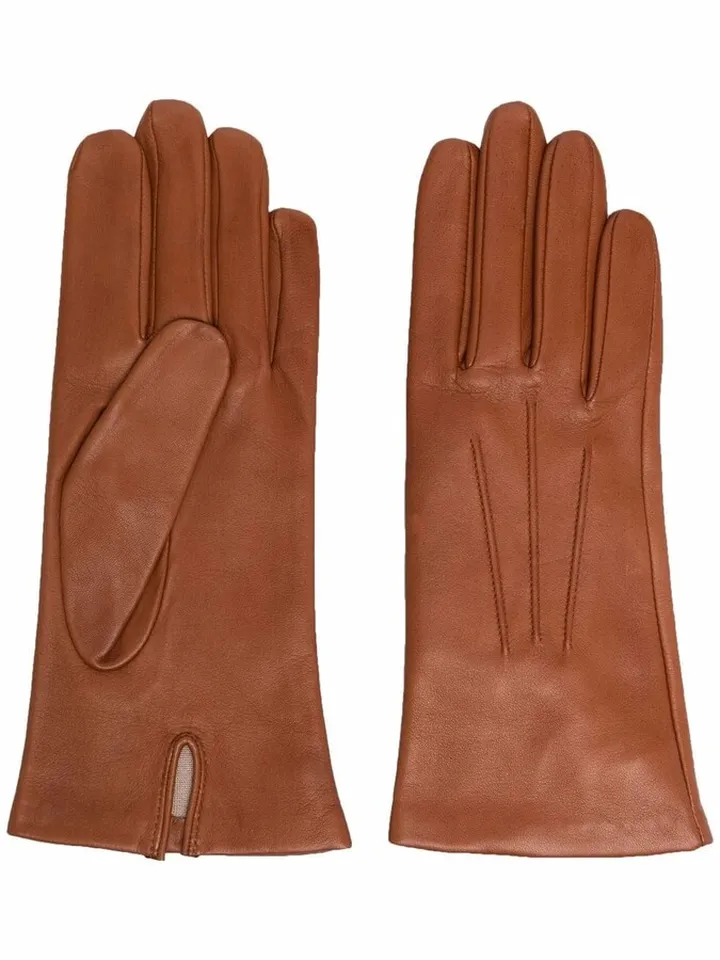 Leather Stitch-Detail Gloves