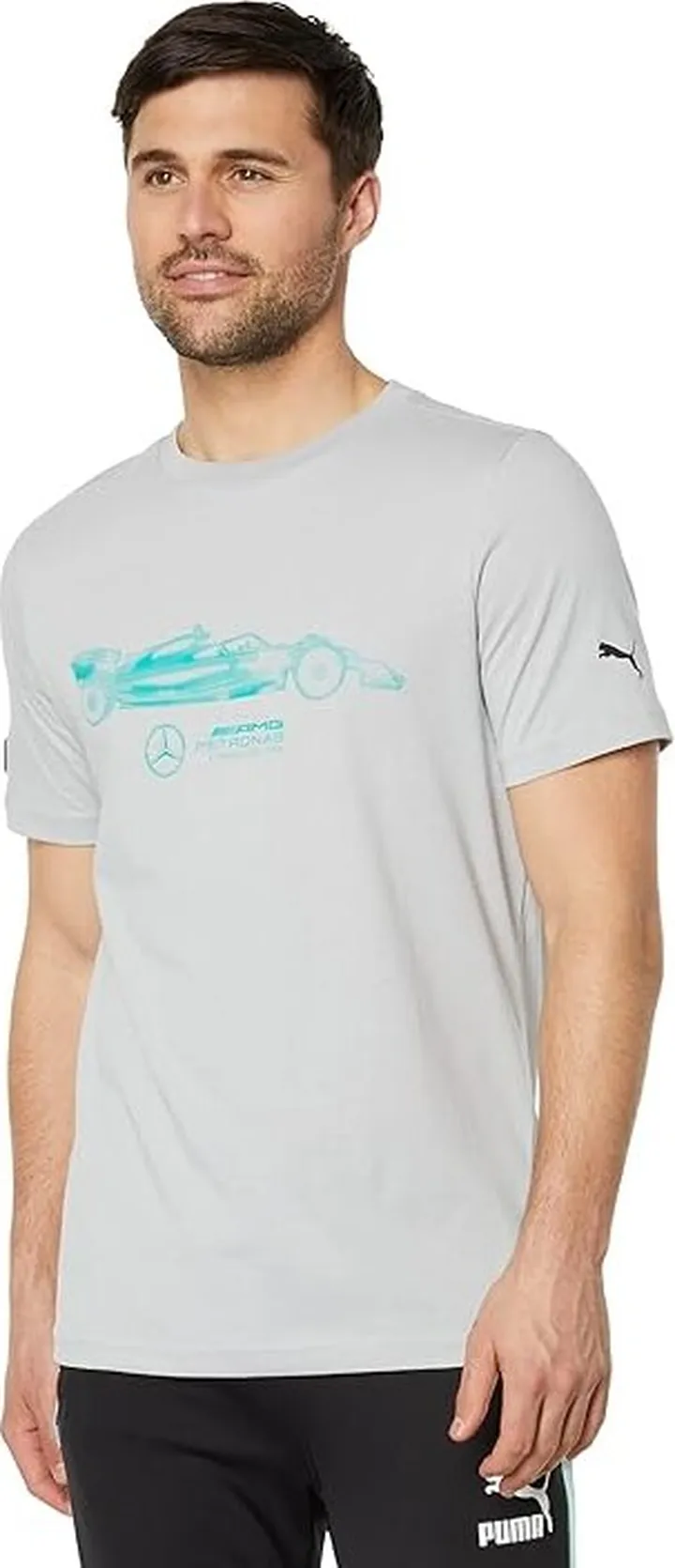 PUMA Mercedes AMG Petronas Essentials Car Graphic Tee (Mercedes Team Silver) Men's Clothing
